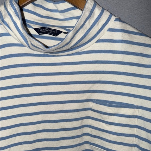 Vineyard Vines Funnel Neck Striped Long Sleeve Tee Coastal Organic Cotton Size M - Picture 3 of 7